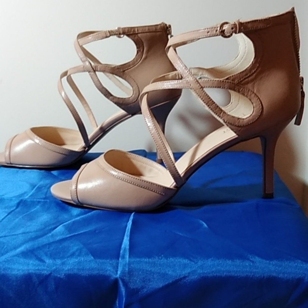 Beige Natural Nine West 10.5 strappy sandals heels